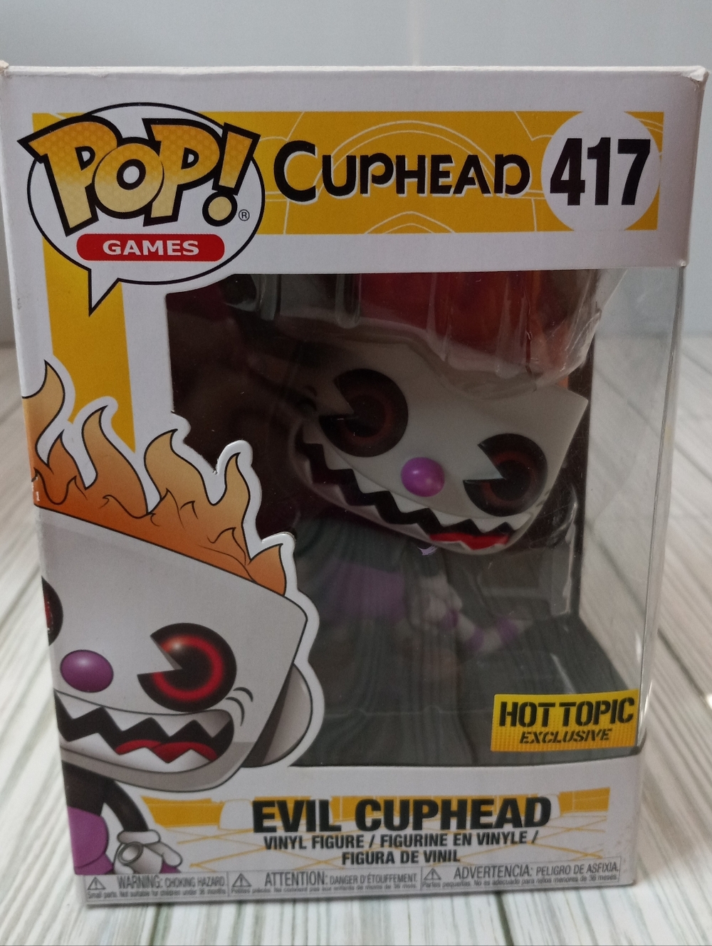 Funko Pop! Cuphead Evil Cuphead On Fire #417 Hot Topic Exclusive Vinyl Figure